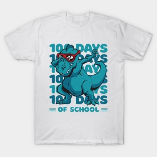 100 Days of school typography featuring a T-rex dino Dabbing #4 T-Shirt